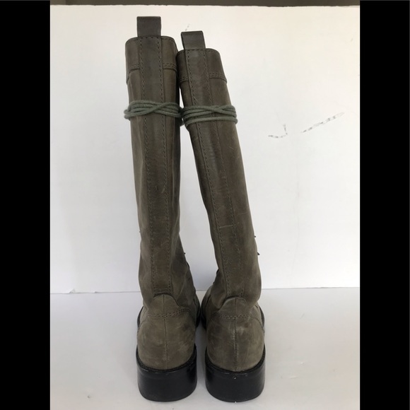 L•A•M•B• Distressed Grey Leather Combat Boot - Picture 4 of 8